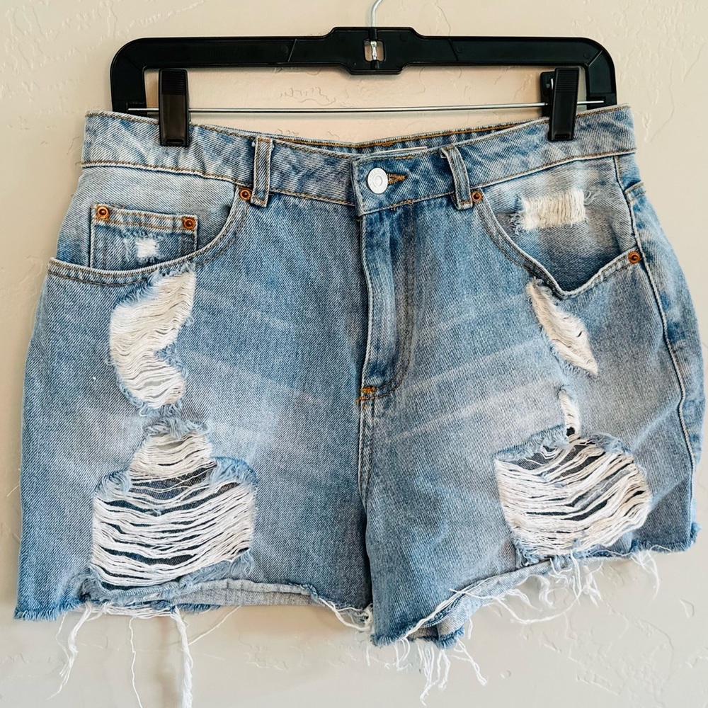 NEW Jean Shorts High Rise Distressed ASOS by Denim pimkie LIGHT WASH SZ 6 - Picture 2 of 16